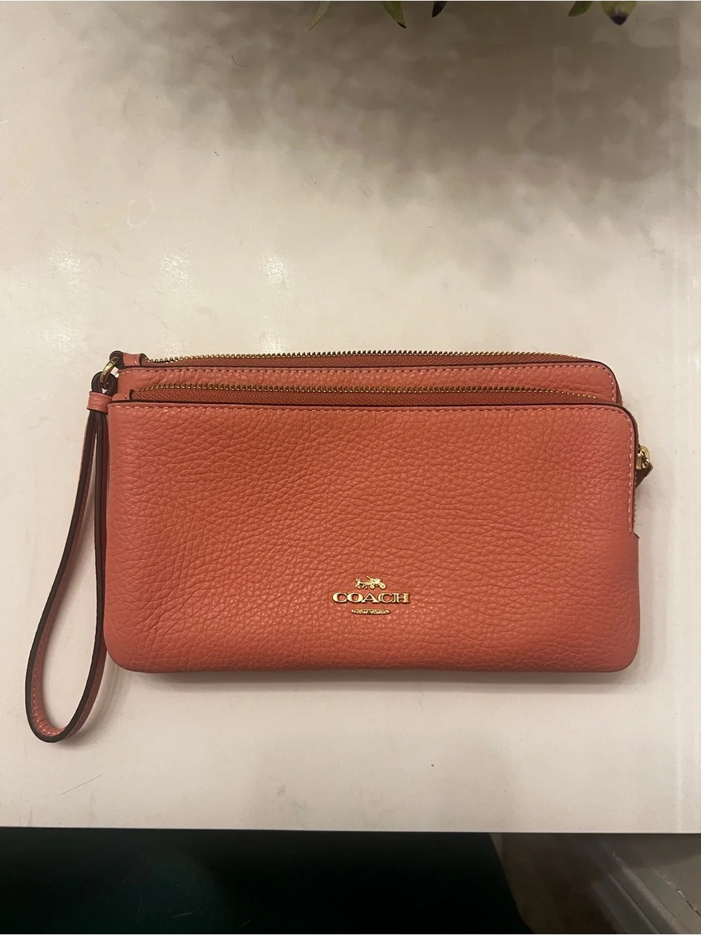 Coach Dusty Rose Pebbled Leather Wristlet
